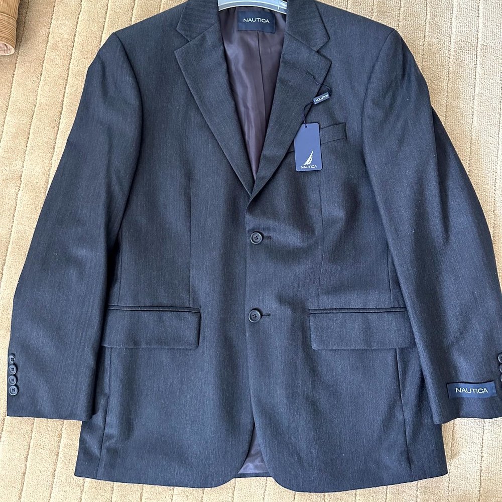 Mens Nautica Grey Gray Suit Jacket NWT 39R wool blazer